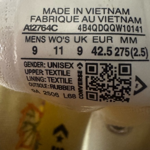 New Converse White Floral Embroidered High-Tops With Platforms Women's 11 - Picture 7 of 9